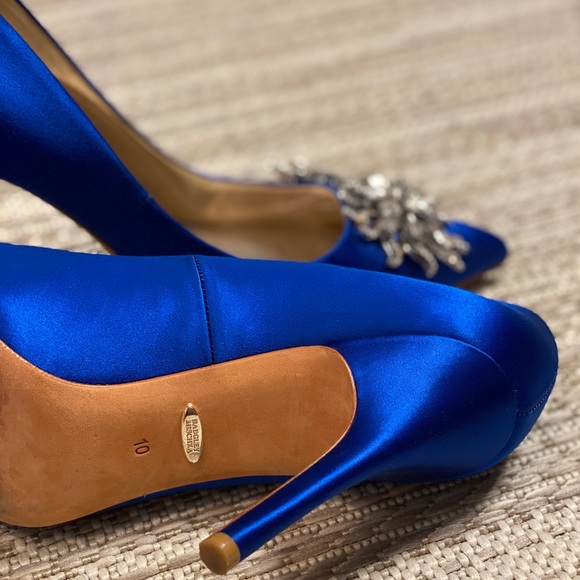 Badgley Mischka Royal blue with silver jewels heels. - Picture 3 of 5